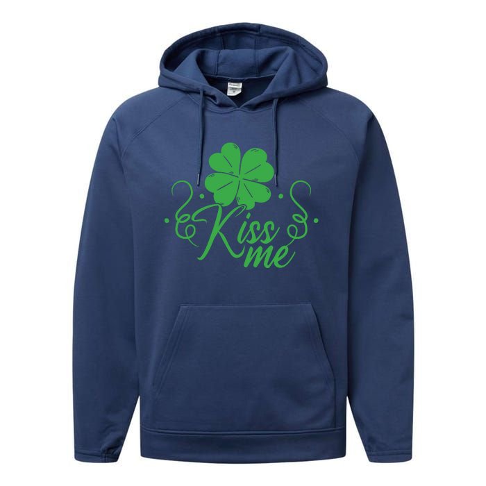 Kiss Me I'm Irish Green St Patricks Day Performance Fleece Hoodie