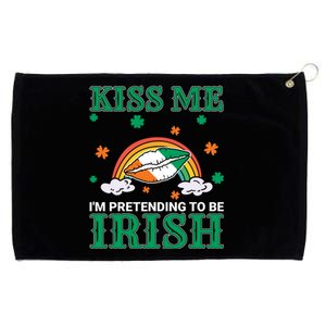 Kiss Me I'm Pretending To Be Irish Lucky Rainbow Funny St Patricks Day Grommeted Golf Towel