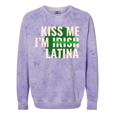 Kiss Me I’M Irish Latina Funny Hispanic St Patricks Day Colorblast Crewneck Sweatshirt