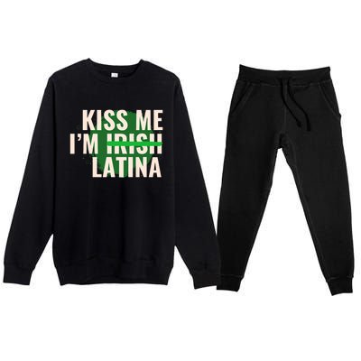 Kiss Me I’M Irish Latina Funny Hispanic St Patricks Day Premium Crewneck Sweatsuit Set