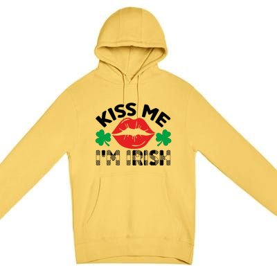 Kiss Me I'm Irish Funny St Patricks Day Premium Pullover Hoodie