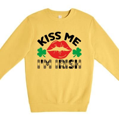 Kiss Me I'm Irish Funny St Patricks Day Premium Crewneck Sweatshirt