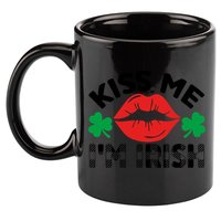 Kiss Me I'm Irish Funny St Patricks Day 11oz C Handle Ceramic Mug