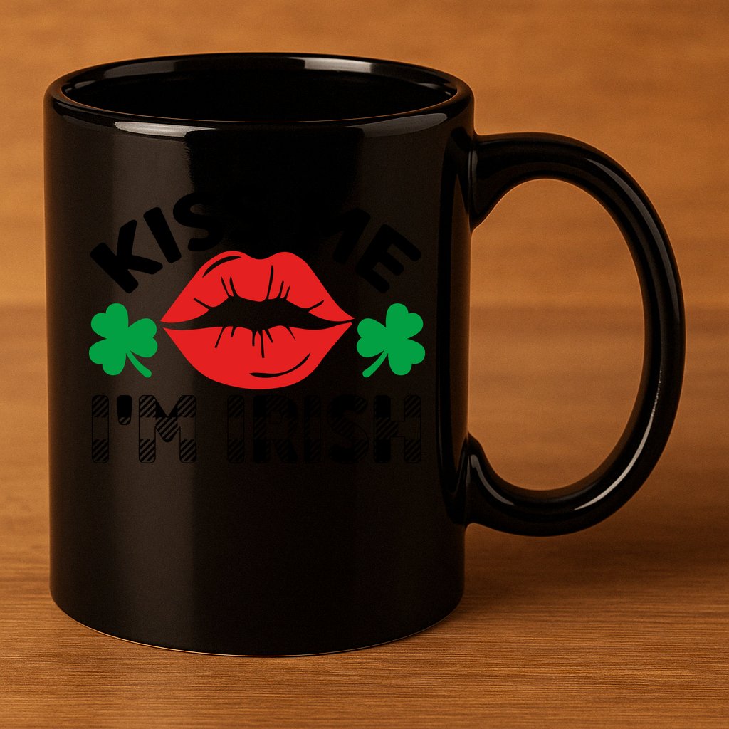 Kiss Me I'm Irish Funny St Patricks Day 11oz C Handle Ceramic Mug