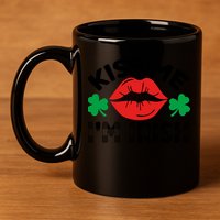 Kiss Me I'm Irish Funny St Patricks Day 11oz C Handle Ceramic Mug