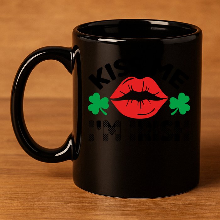 Kiss Me I'm Irish Funny St Patricks Day 11oz C Handle Ceramic Mug
