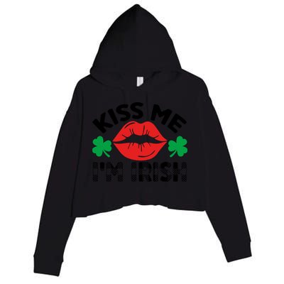 Kiss Me I'm Irish Funny St Patricks Day Crop Fleece Hoodie