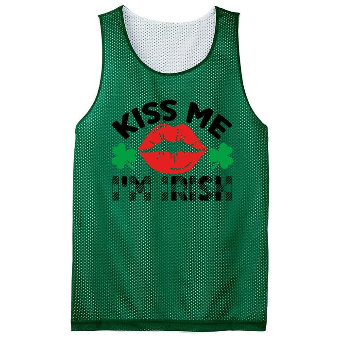 Kiss Me I'm Irish Funny St Patricks Day Mesh Reversible Basketball Jersey Tank