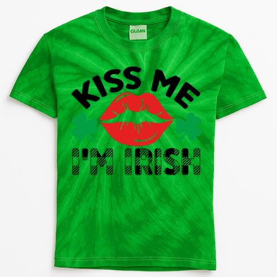 Kiss Me I'm Irish Funny St Patricks Day Kids Tie-Dye T-Shirt