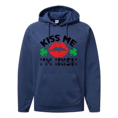 Kiss Me I'm Irish Funny St Patricks Day Performance Fleece Hoodie