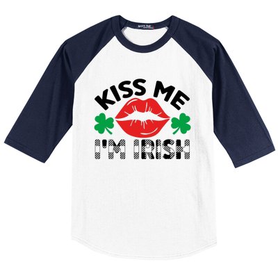 Kiss Me I'm Irish Funny St Patricks Day Baseball Sleeve Shirt