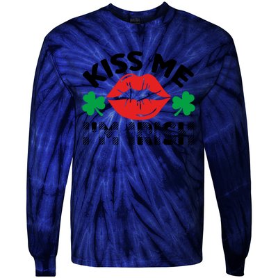 Kiss Me I'm Irish Funny St Patricks Day Tie-Dye Long Sleeve Shirt