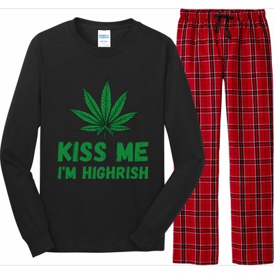 Kiss Me I'm Highrish Funny St. Patricks Day Long Sleeve Pajama Set