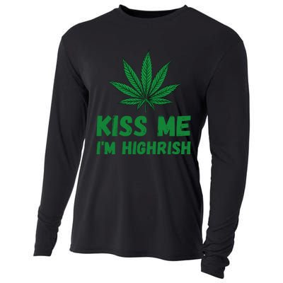 Kiss Me I'm Highrish Funny St. Patricks Day Cooling Performance Long Sleeve Crew