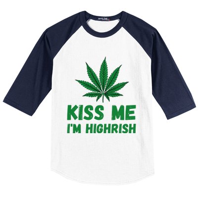 Kiss Me I'm Highrish Funny St. Patricks Day Baseball Sleeve Shirt