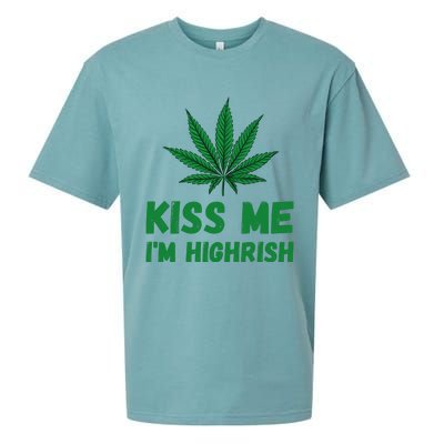 Kiss Me I'm Highrish Funny St. Patricks Day Sueded Cloud Jersey T-Shirt