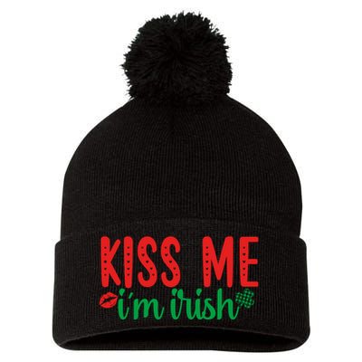 Kiss Me I'm Irish Funny St Patricks Day Pom Pom 12in Knit Beanie