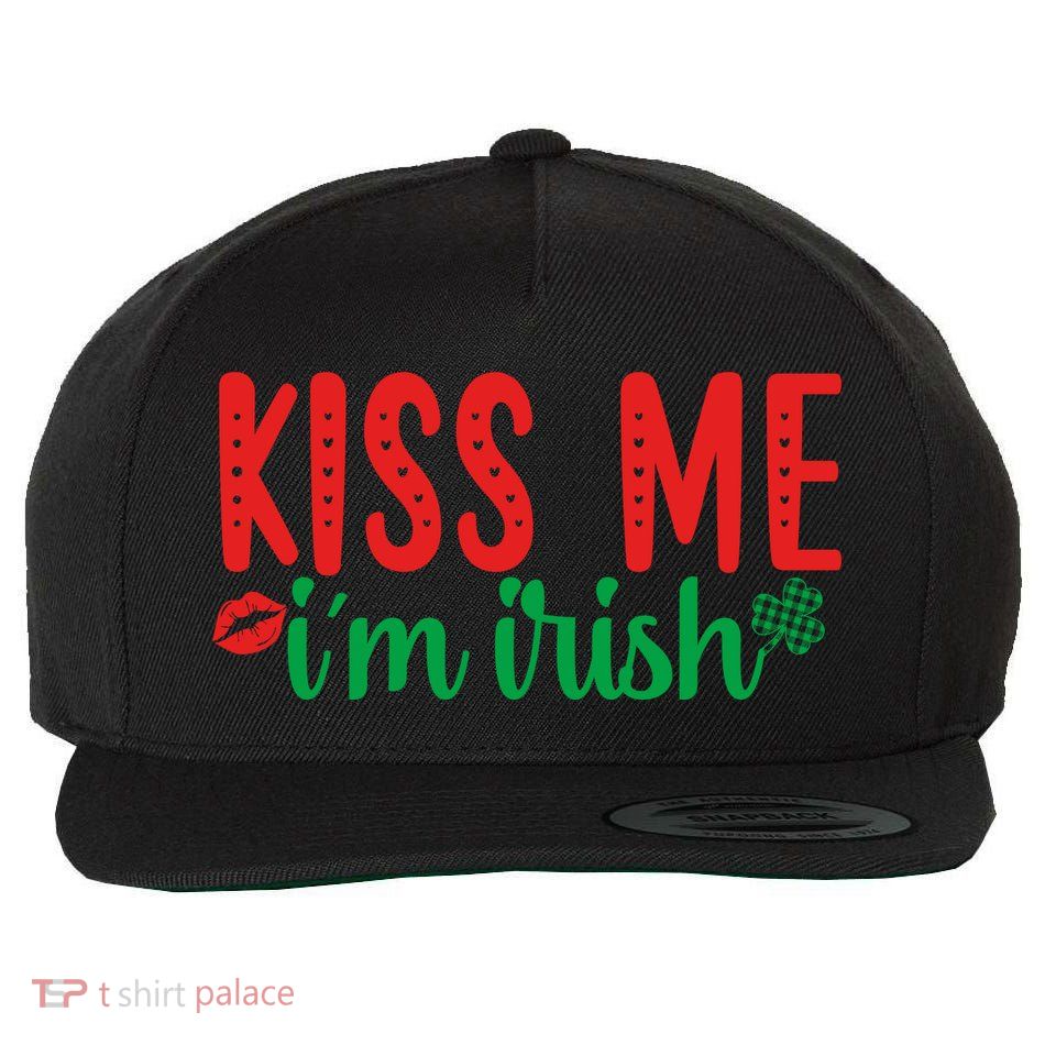 Kiss Me I'm Irish Funny St Patricks Day Wool Snapback Cap