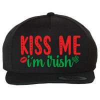Kiss Me I'm Irish Funny St Patricks Day Wool Snapback Cap