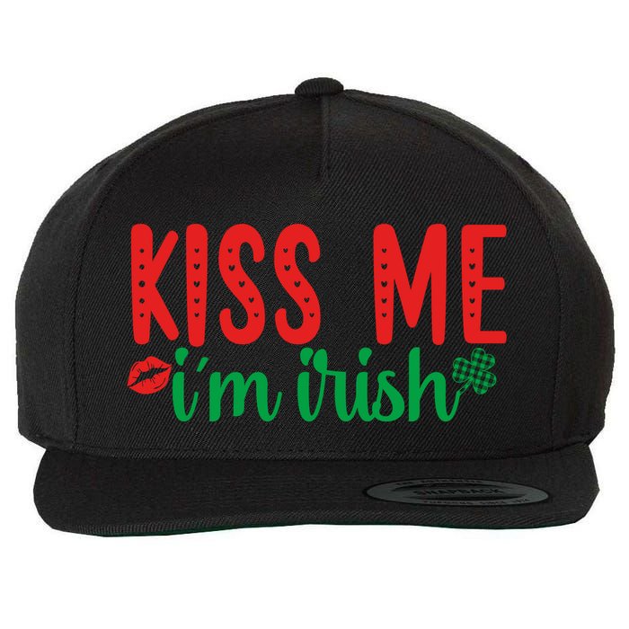 Kiss Me I'm Irish Funny St Patricks Day Wool Snapback Cap