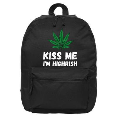 Kiss Me I'm Highrish Funny St. Patricks Day 16 in Basic Backpack