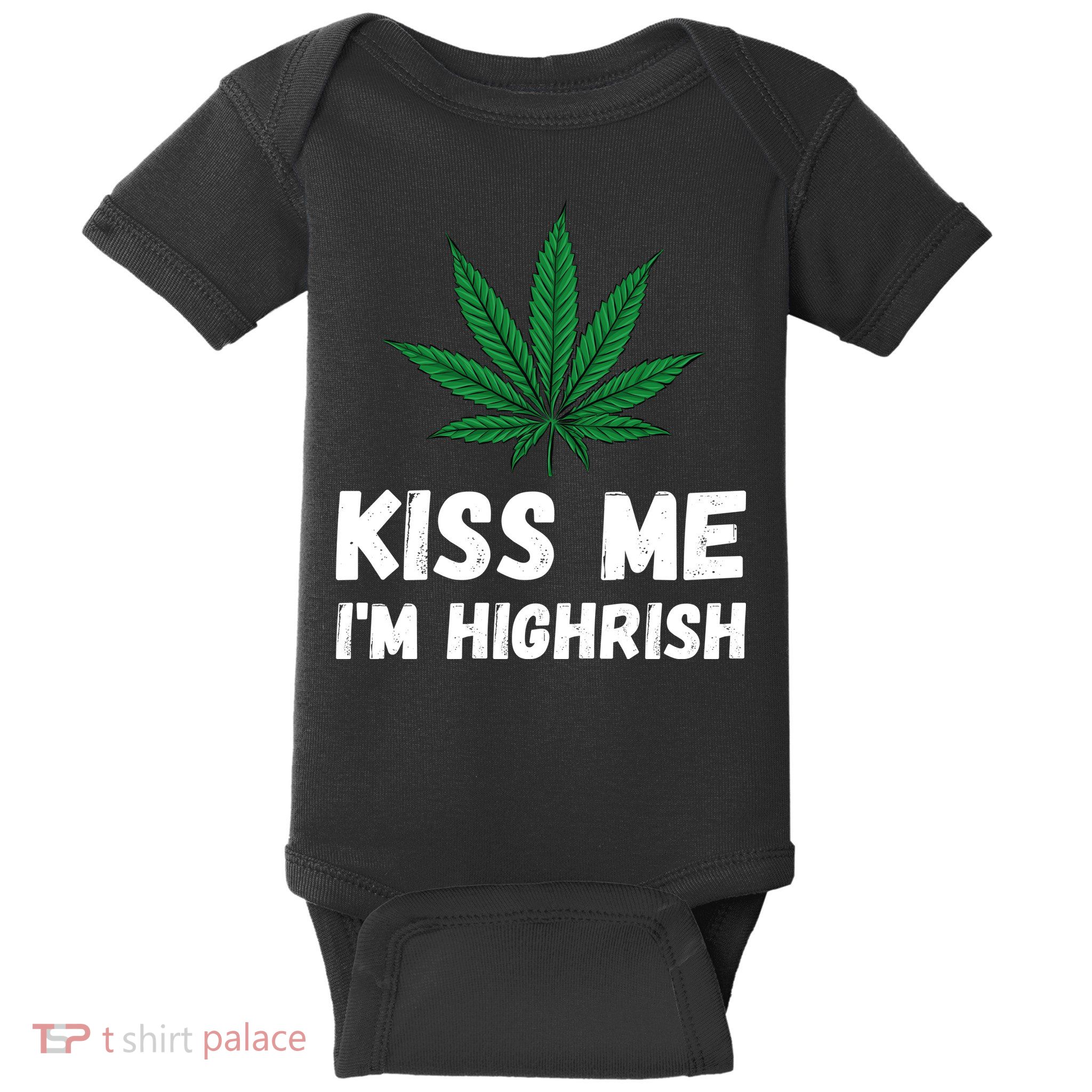 Kiss Me I'm Highrish Funny St. Patricks Day Baby Bodysuit