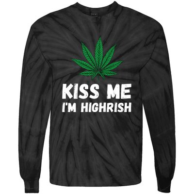 Kiss Me I'm Highrish Funny St. Patricks Day Tie-Dye Long Sleeve Shirt