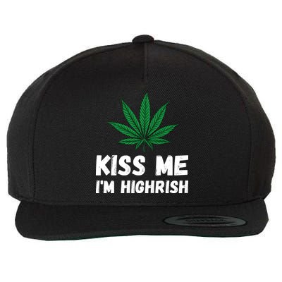 Kiss Me I'm Highrish Funny St. Patricks Day Wool Snapback Cap