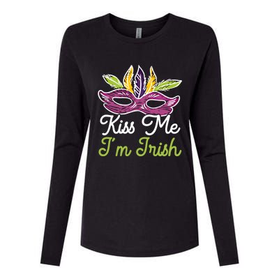 Kiss Me I'm Irish Mardi Gras Parade Masquerade Great Gift Womens Cotton Relaxed Long Sleeve T-Shirt