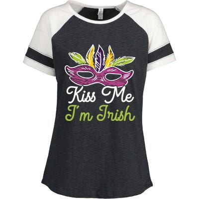 Kiss Me I'm Irish Mardi Gras Parade Masquerade Great Gift Enza Ladies Jersey Colorblock Tee