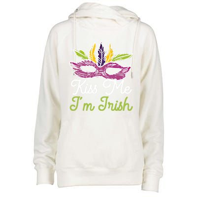 Kiss Me I'm Irish Mardi Gras Parade Masquerade Great Gift Womens Funnel Neck Pullover Hood