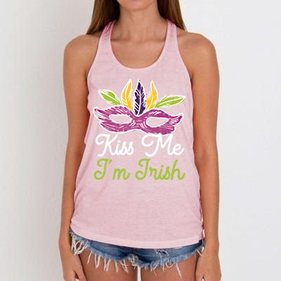 Kiss Me I'm Irish Mardi Gras Parade Masquerade Great Gift Women's Knotted Racerback Tank