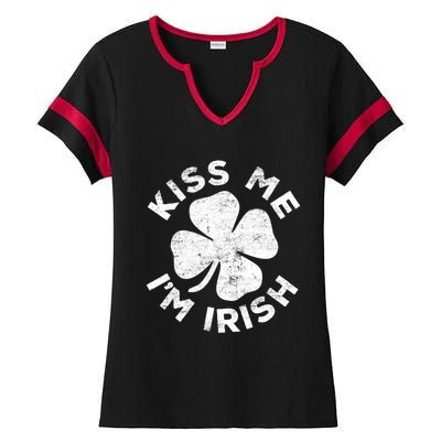 Kiss Me I'm Irish TShirt Saint Patrick Day Shirt Ladies Halftime Notch Neck Tee