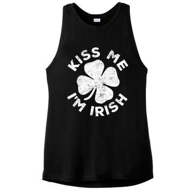 Kiss Me I'm Irish TShirt Saint Patrick Day Shirt Ladies PosiCharge Tri-Blend Wicking Tank