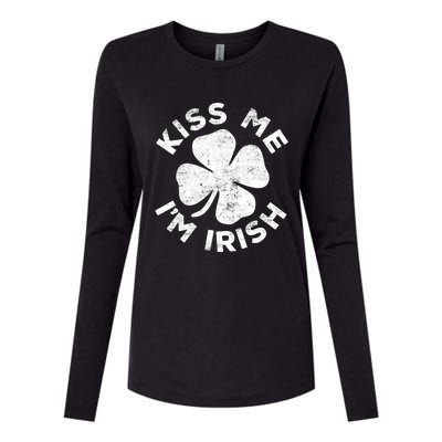 Kiss Me I'm Irish TShirt Saint Patrick Day Shirt Womens Cotton Relaxed Long Sleeve T-Shirt