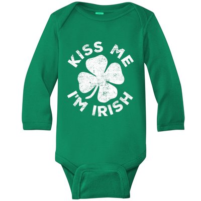 Kiss Me I'm Irish TShirt Saint Patrick Day Shirt Baby Long Sleeve Bodysuit