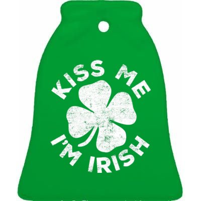 Kiss Me I'm Irish TShirt Saint Patrick Day Shirt Ceramic Bell Ornament