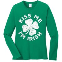 Kiss Me I'm Irish TShirt Saint Patrick Day Shirt Ladies Long Sleeve Shirt