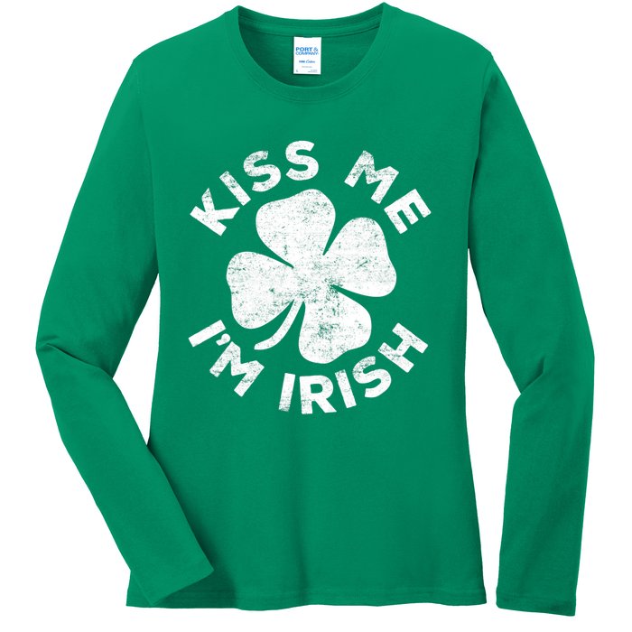 Kiss Me I'm Irish TShirt Saint Patrick Day Shirt Ladies Long Sleeve Shirt