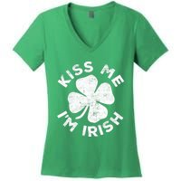 Kiss Me I'm Irish TShirt Saint Patrick Day Shirt Women's V-Neck T-Shirt