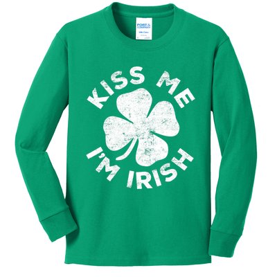 Kiss Me I'm Irish TShirt Saint Patrick Day Shirt Kids Long Sleeve Shirt