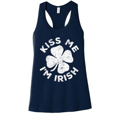 Kiss Me I'm Irish TShirt Saint Patrick Day Shirt Women's Racerback Tank