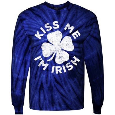 Kiss Me I'm Irish TShirt Saint Patrick Day Shirt Tie-Dye Long Sleeve Shirt