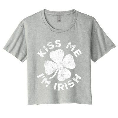 Kiss Me I'm Irish TShirt Saint Patrick Day Shirt Women's Crop Top Tee