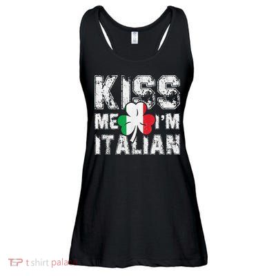 Kiss Me I'm Italian Shirt Great Saint Patrick's Day Ladies Essential Flowy Tank