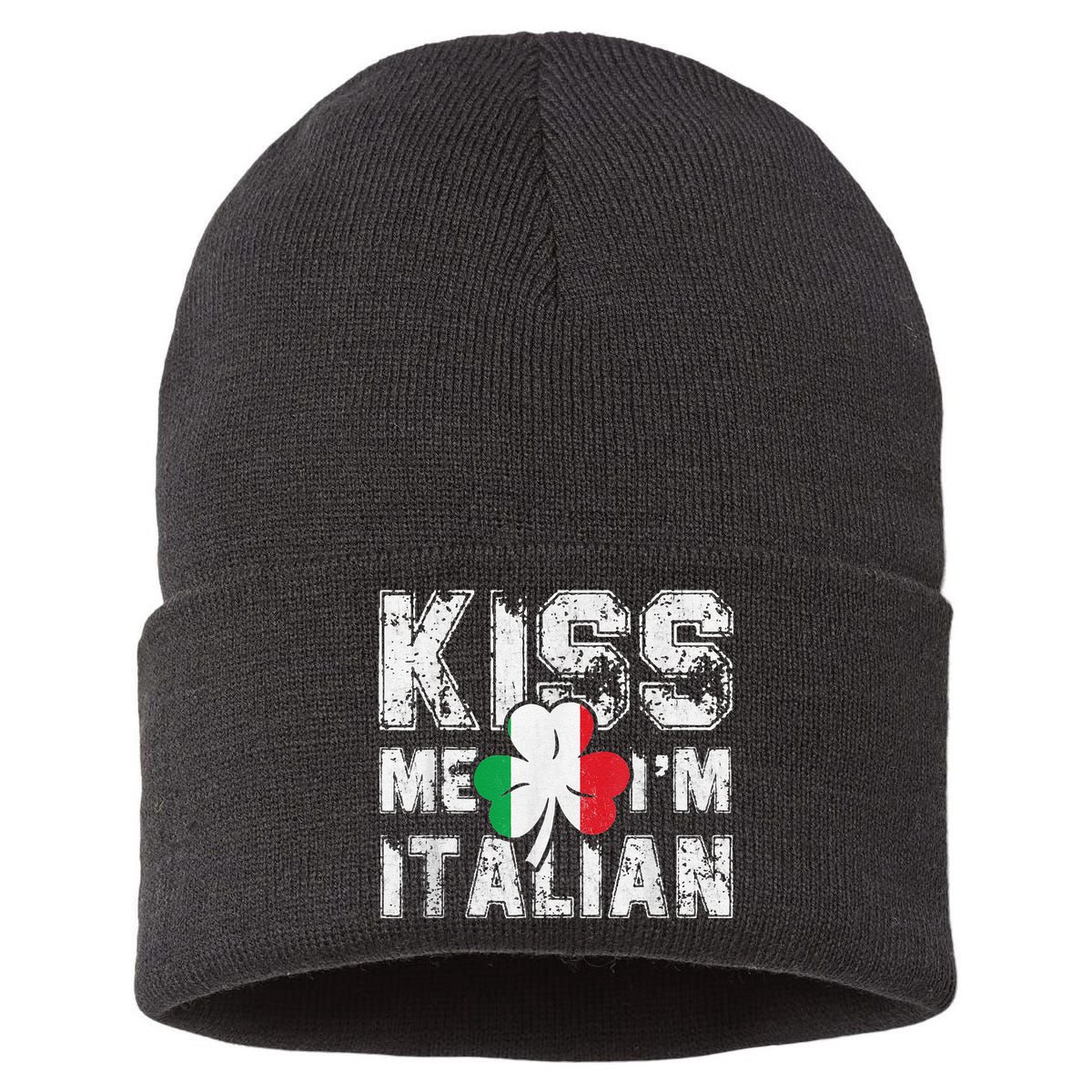 Kiss Me I'm Italian Shirt Great Saint Patrick's Day Sustainable Knit Beanie