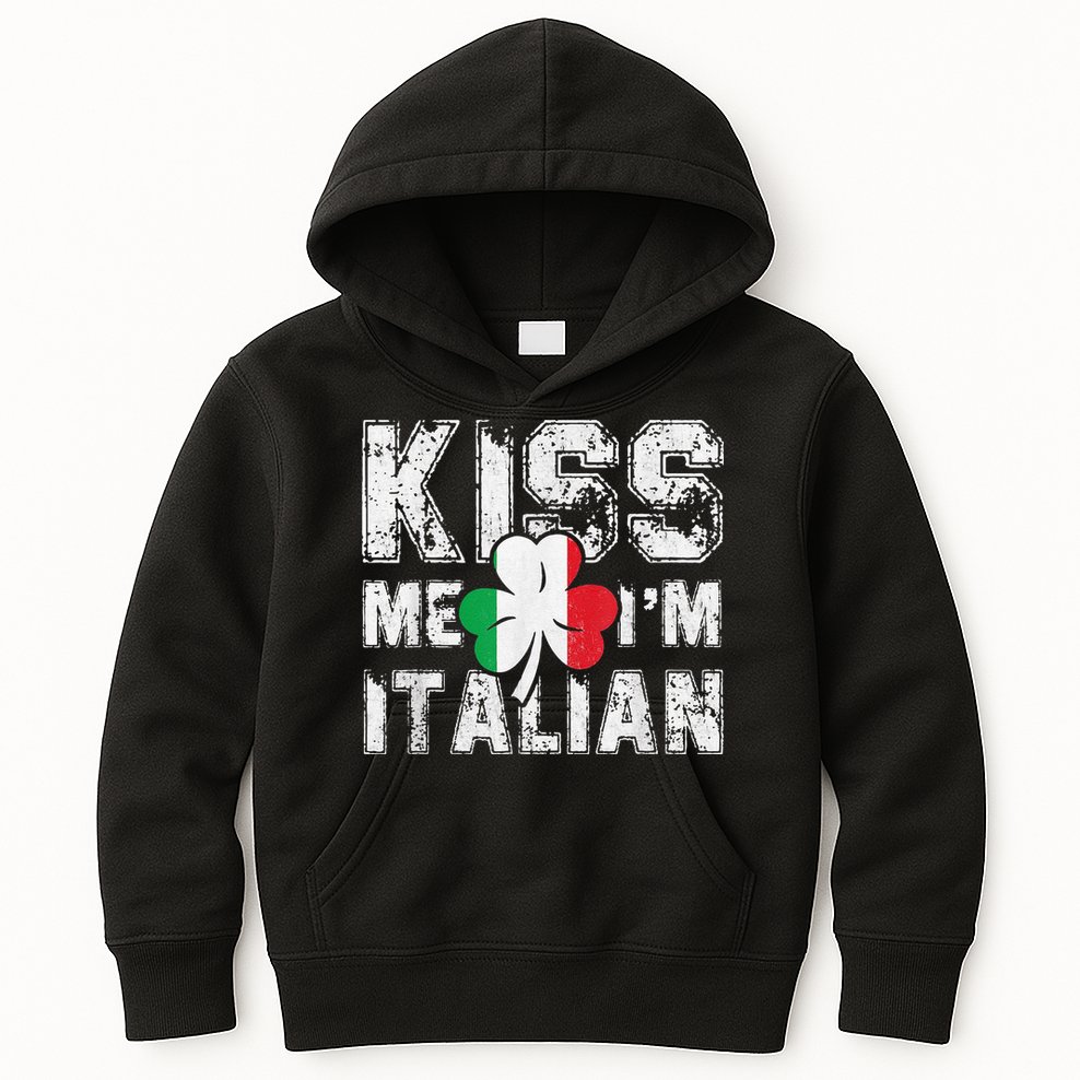 Kiss Me I'm Italian Shirt Great Saint Patrick's Day Kids Hoodie