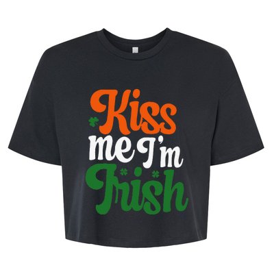 Kiss Me Im Irish St Patricks Day Bella+Canvas Jersey Crop Tee