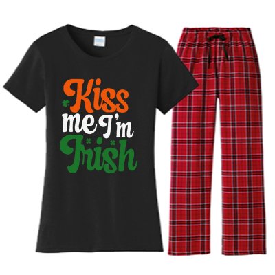 Kiss Me Im Irish St Patricks Day Women's Flannel Pajama Set