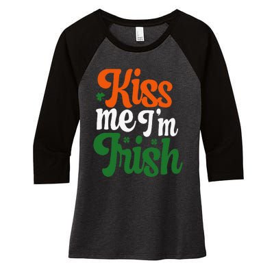 Kiss Me Im Irish St Patricks Day Women's Tri-Blend 3/4-Sleeve Raglan Shirt